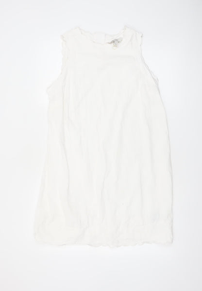 Marks and Spencer Women’s White Linen Blend Sleeveless Shift Dress Size 14