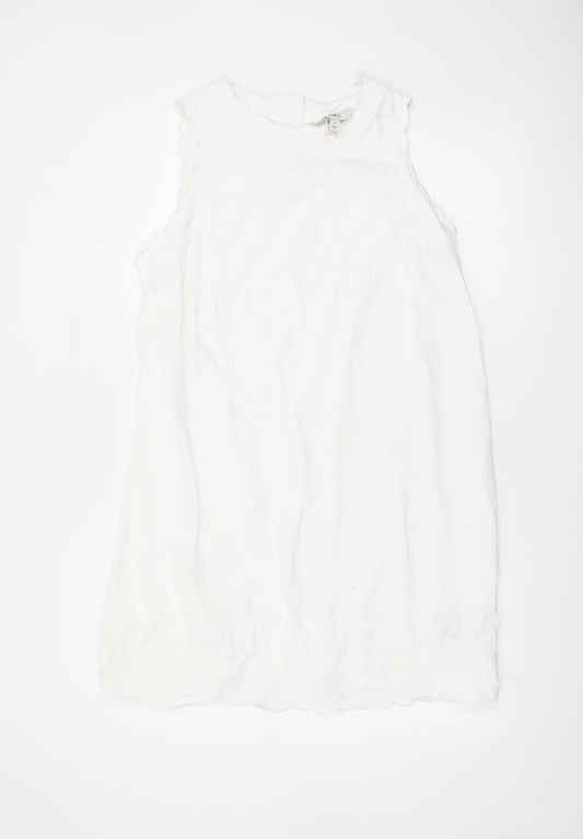 Marks and Spencer Women’s White Linen Blend Sleeveless Shift Dress Size 14