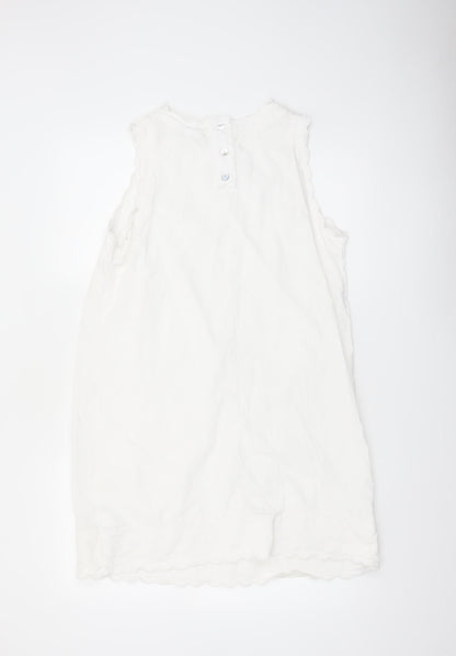Marks and Spencer Women’s White Linen Blend Sleeveless Shift Dress Size 14
