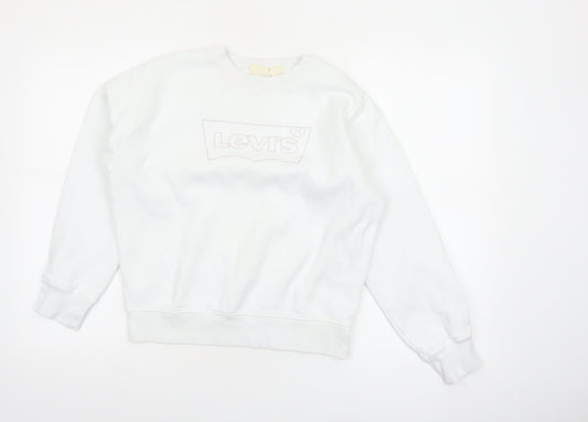 Levi's Women's White XS Cotton Blend Pullover Sweatshirt