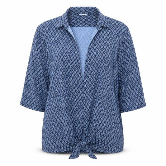 Cotton Traders Women's Blue Geometric Tunic Blouse Size 16