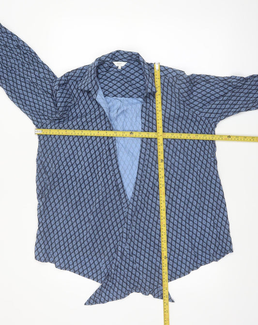 Cotton Traders Women's Blue Geometric Tunic Blouse Size 16