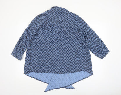 Cotton Traders Women's Blue Geometric Tunic Blouse Size 16