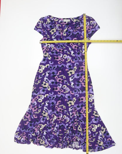 Marks and Spencer Per Una Women's Purple Floral Fit & Flare Dress Size 12