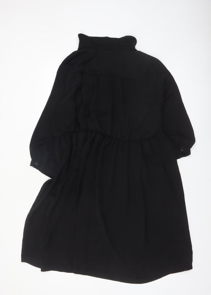 New Look Women’s Black Maternity Shirt Dress UK 16 Button Up 3/4 Sleeve