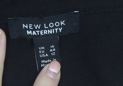 New Look Women’s Black Maternity Shirt Dress UK 16 Button Up 3/4 Sleeve