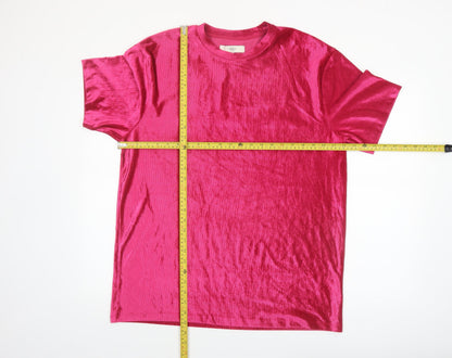 River Island Men's Pink Velvet Short Sleeve Crew Neck XL T-Shirt