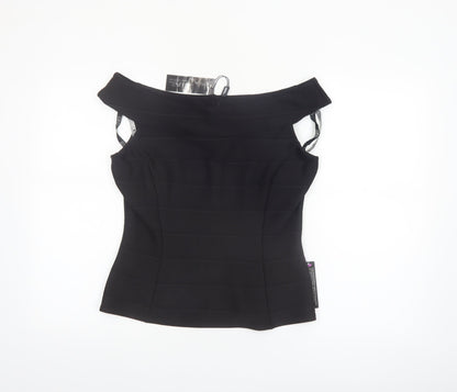 Star by Julien Macdonald Black Off Shoulder Slim Fit Women's Size 14 Top