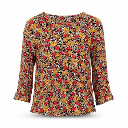 F&F Women’s Multicoloured Floral Tunic Blouse UK 8 Viscose 3/4 Sleeve
