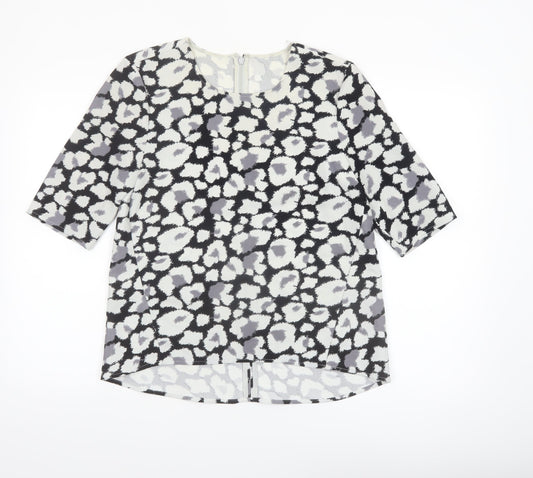 Whistles Women’s Black Animal Print 3/4 Sleeve Blouse Size 8