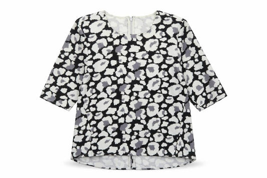 Whistles Women’s Black Animal Print 3/4 Sleeve Blouse Size 8