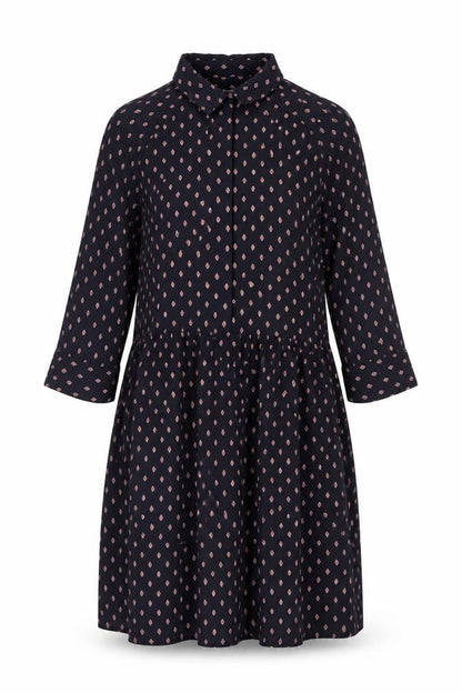 Next Womens Black Geometric Shirt Dress Size 8 Collared 3/4 Sleeve