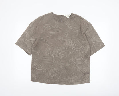 Marks and Spencer Womens Brown Geometric Blouse Size 10 Regular
