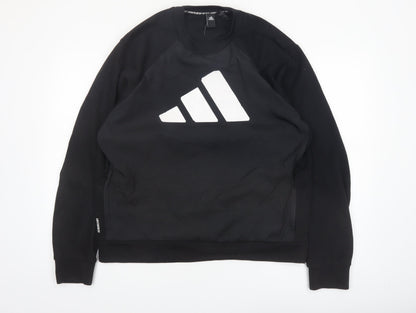 Adidas Men’s Black Large Pullover Sweatshirt Crew Neck Logo Sports Top