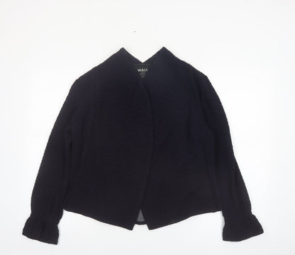 Wall London Women's Black Small Open Jacket Wool Blend Made in Britain