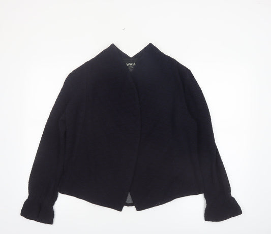Wall London Women's Black Small Open Jacket Wool Blend Made in Britain