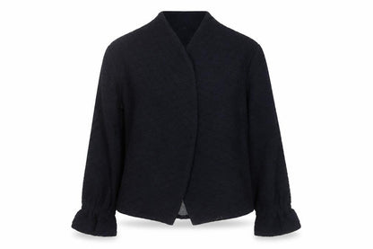 Wall London Women's Black Small Open Jacket Wool Blend Made in Britain