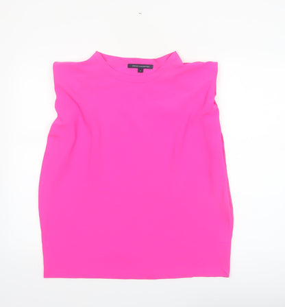 French Connection Women Pink Sleeveless High Neck Blouse M