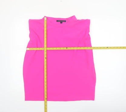 French Connection Women Pink Sleeveless High Neck Blouse M