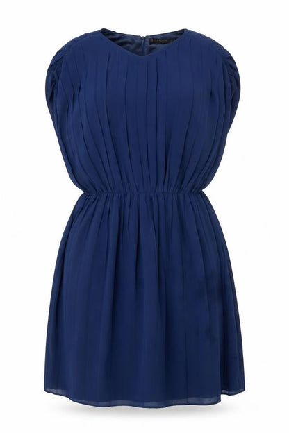 Zara Basic Women’s Blue Pleated Chiffon Shift Dress Size 12