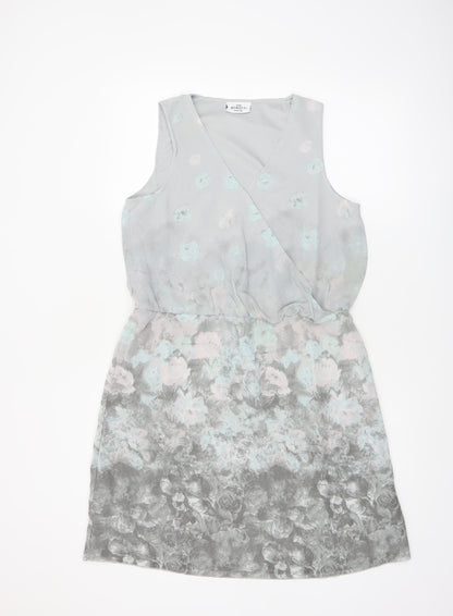 Gina Benotti Womens Grey Floral Sleeveless Shift Dress Size 10