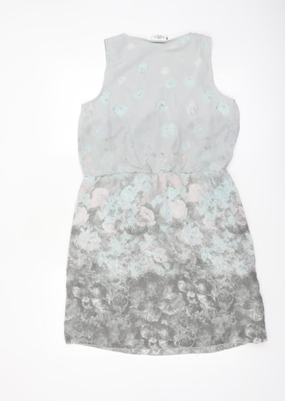 Gina Benotti Womens Grey Floral Sleeveless Shift Dress Size 10