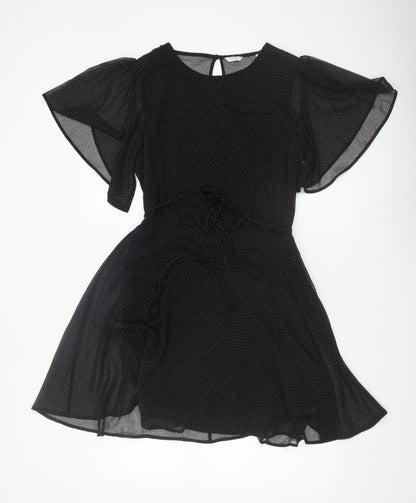 Jack Wills Women’s Black Polka Dot Fit & Flare Dress Size 8