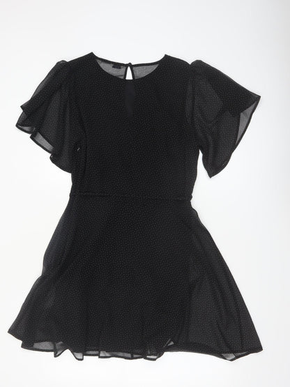 Jack Wills Women’s Black Polka Dot Fit & Flare Dress Size 8
