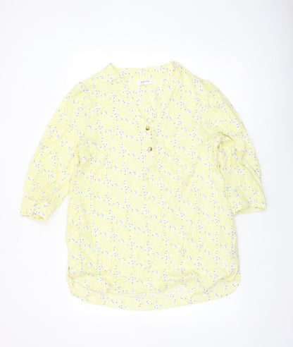 White Stuff Womens Yellow Floral Viscose Tunic Blouse UK 12