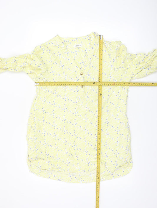 White Stuff Womens Yellow Floral Viscose Tunic Blouse UK 12