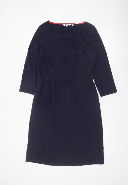 Boden Women's Blue Cotton Shift Dress Size 12 Knee Length
