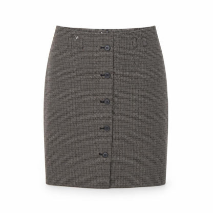 H&M Women Brown Check Pencil Skirt Size 6 Tweed Workwear
