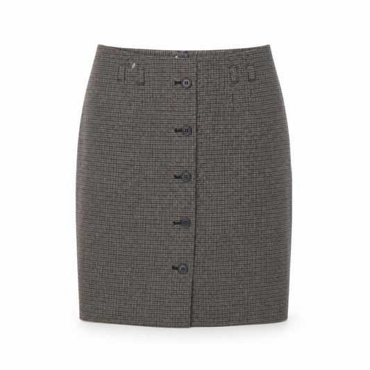 H&M Women Brown Check Pencil Skirt Size 6 Tweed Workwear
