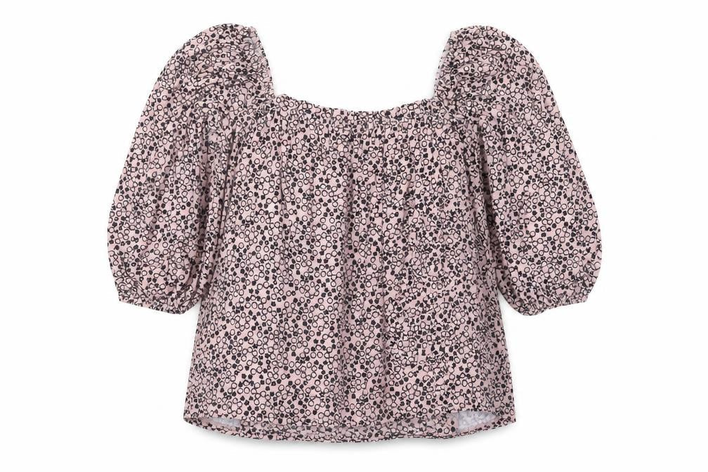 Boden Women’s Pink Floral Puff Sleeve Square Neck Blouse Size 14