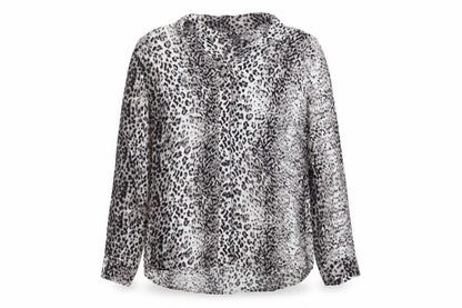 Mint Velvet Womens Black Animal Print Long Sleeve Tunic Blouse Size 16
