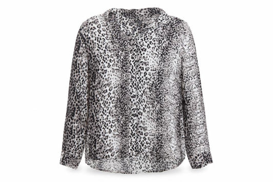 Mint Velvet Womens Black Animal Print Long Sleeve Tunic Blouse Size 16