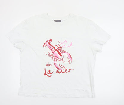 Mint Velvet Women's White XL Graphic Lobster Cotton T-Shirt