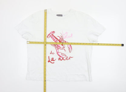 Mint Velvet Women's White XL Graphic Lobster Cotton T-Shirt