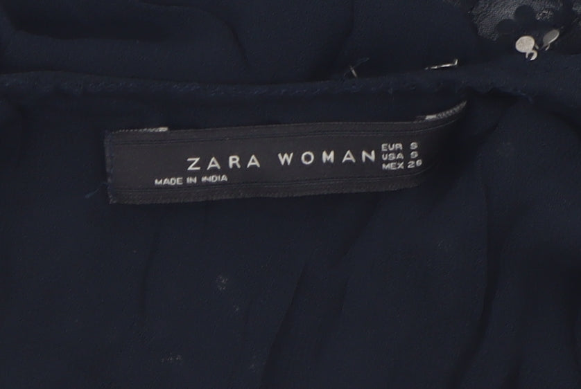 Zara Women Black Sequin Halter Camisole Party Top Size 8