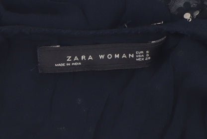 Zara Women Black Sequin Halter Camisole Party Top Size 8