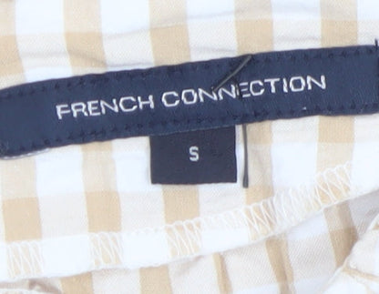 French Connection Women’s Beige Check Midi A-Line Cotton Dress Size S