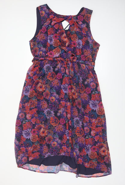 Wallis Women’s Multicoloured Floral Hi-Low Sleeveless Fit & Flare Dress UK 18