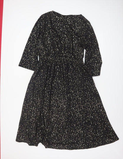 ONLY Carmakoma Women's Black Glitter Wrap Dress Size 16 3/4 Sleeve