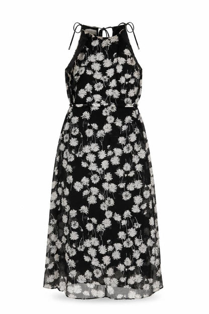 Donna Morgan Women Black Floral Halter A-Line Midi Dress UK 12