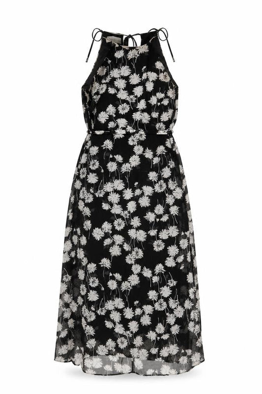 Donna Morgan Women Black Floral Halter A-Line Midi Dress UK 12