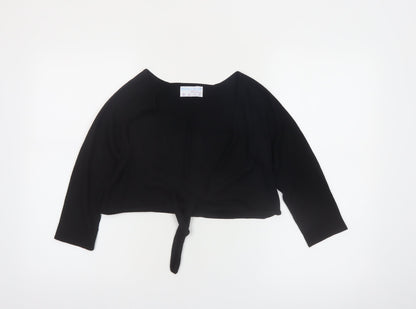Billie & Gruff Womens Black Silk Cashmere Shrug XS V-Neck Lightweight