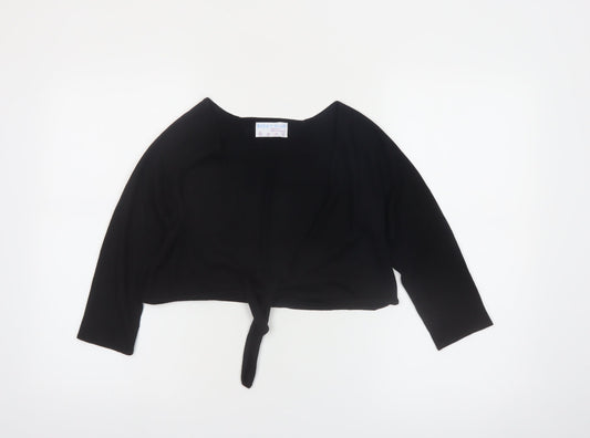 Billie & Gruff Womens Black Silk Cashmere Shrug XS V-Neck Lightweight