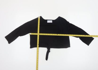 Billie & Gruff Womens Black Silk Cashmere Shrug XS V-Neck Lightweight