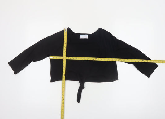 Billie & Gruff Womens Black Silk Cashmere Shrug XS V-Neck Lightweight