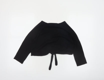 Billie & Gruff Womens Black Silk Cashmere Shrug XS V-Neck Lightweight
